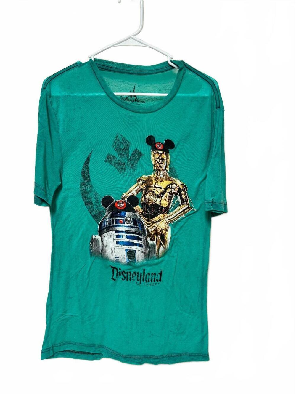 Disney Parks Star Wars R2-D2 C-3PO Disneyland Shirt Green Small